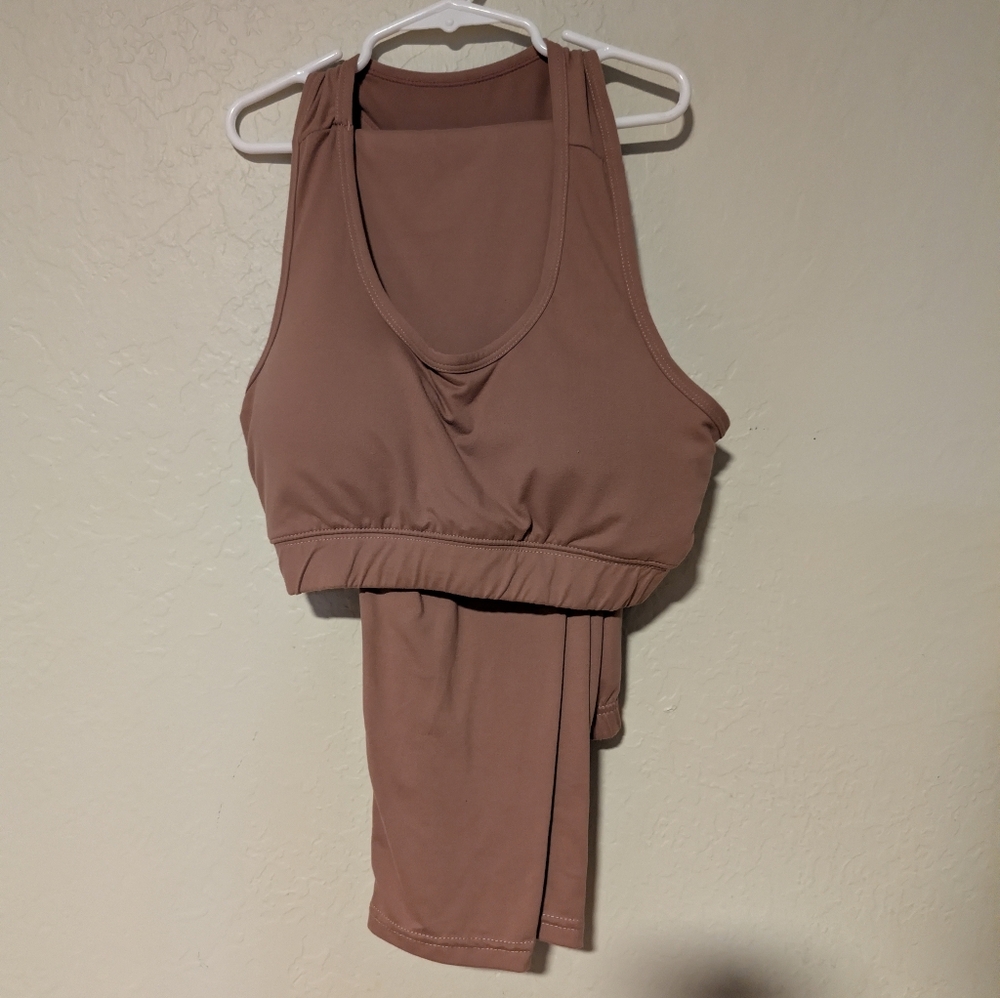 Callie Lives Dusty Rose Top And Bottom Workout Set